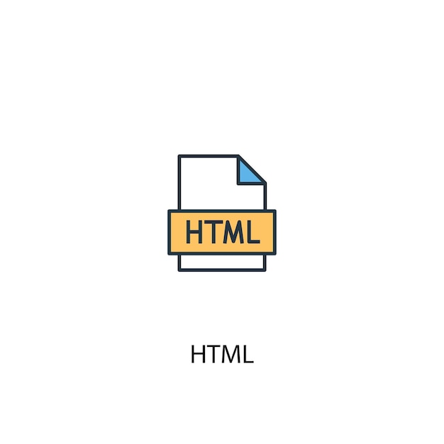 Koncepcja Html 2 Kolorowa Ikona Linii. Prosta Ilustracja Elementu żółty I Niebieski. Projekt Symbolu Konspektu Html