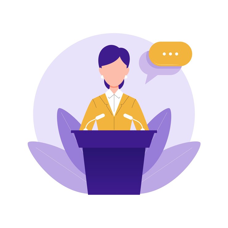 Koncepcja ilustracja mowa na podium