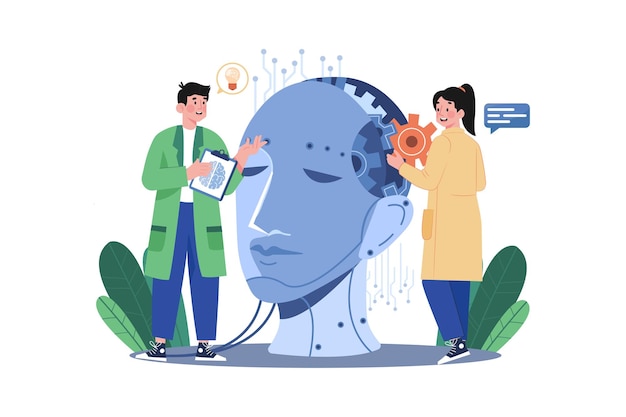 Koncepcja ilustracji mózgu AI