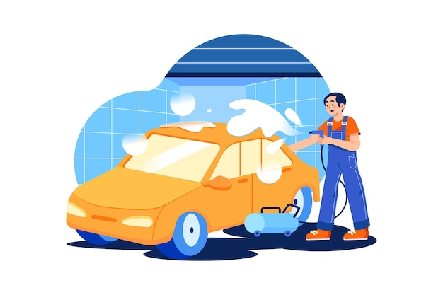 Koncepcja ilustracji myjni bezdotykowej