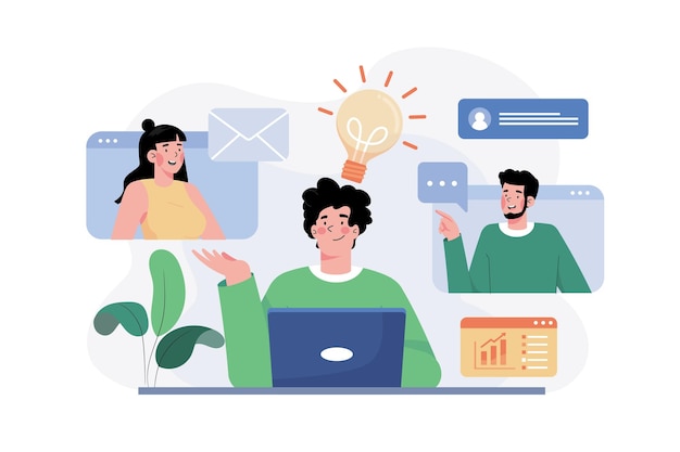 Koncepcja ilustracji spotkania konferencji online