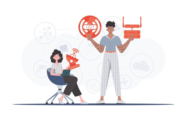 Koncepcja Internetu rzeczy i automatyzacji Internet rzeczy Zespół Dobre dla prezentacji i stron internetowych Ilustracja wektora