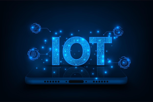 Koncepcja Internetu Rzeczy Ikony przedstawiające urządzenia smartfonów i połączone technologie