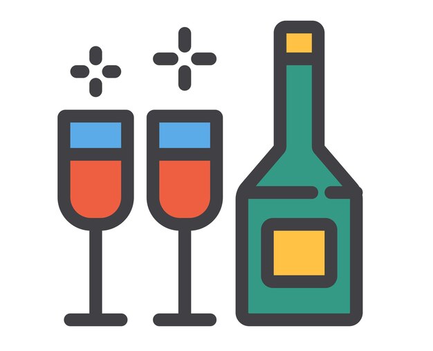 Koncepcja izolowanej ikony szklanki butelki wina Ilustracja projektowania graficznego wektorowego