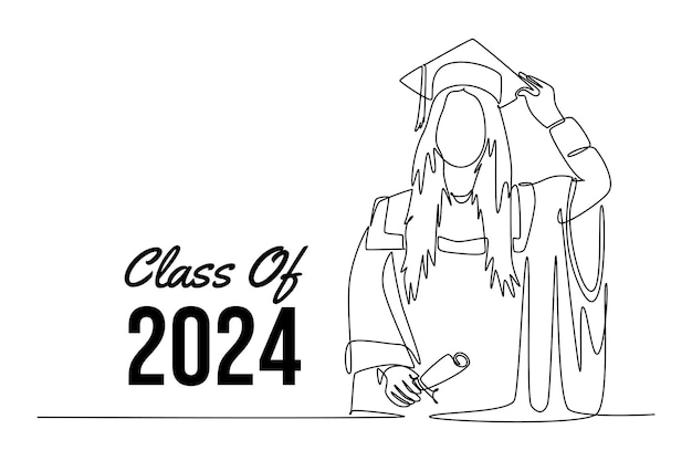 Koncepcja klasy 2024 Wektorowa ilustracja graficzna projektu rysunku pojedynczej linii
