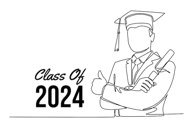 Koncepcja klasy 2024 Wektorowa ilustracja graficzna projektu rysunku pojedynczej linii
