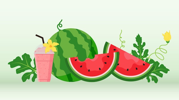 Koncepcja letniego jedzenia z arbuzem i soczystymi owocami