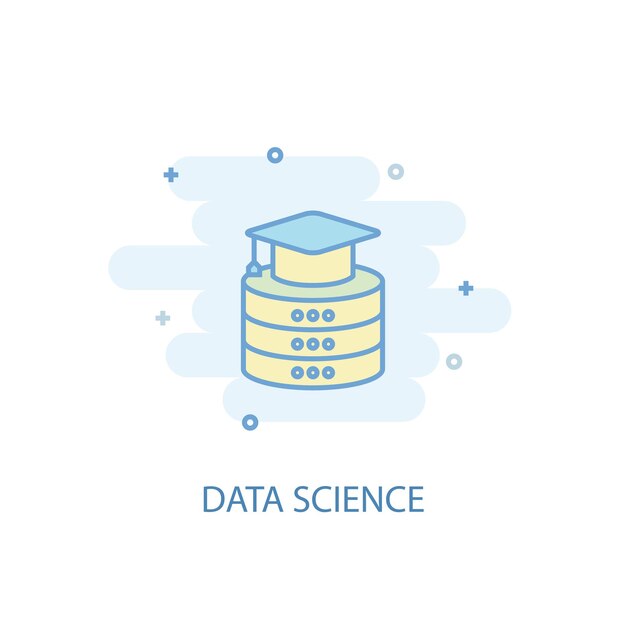 Koncepcja Linii Nauki Danych. Prosta Linia Ikona, Kolorowa Ilustracja. Płaska Konstrukcja Symbolu Nauki Danych. Może Być Używany Do Ui/ux