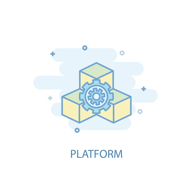 Koncepcja linii platformy. Prosta linia ikona, kolorowa ilustracja. platforma symbol płaska konstrukcja. Może być używany do UI/UX