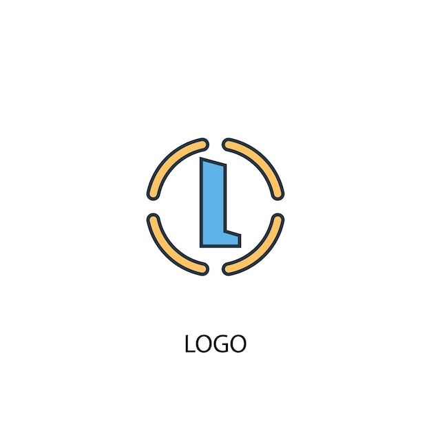 Koncepcja logo 2 kolorowa ikona linii. Prosta ilustracja elementu żółty i niebieski. koncepcja logo zarys symbol projekt