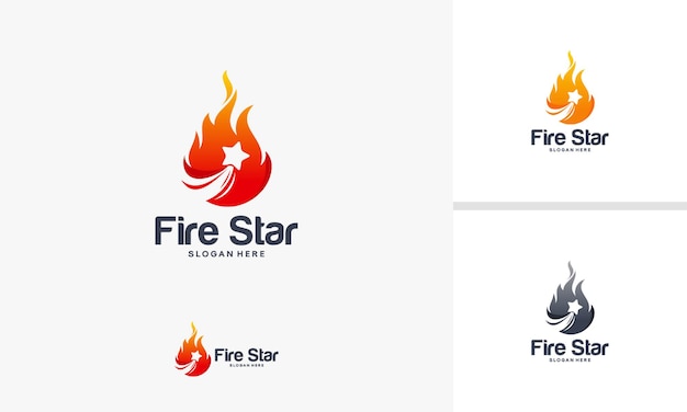 Koncepcja Logo Fire Star, Szablon Symbolu Logo Ognia I Gwiazdy