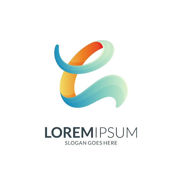 Koncepcja logo litery e i fali