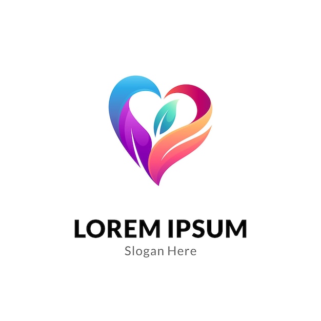 Koncepcja Logo Serca Lub Miłości Z Kombinacją Liści