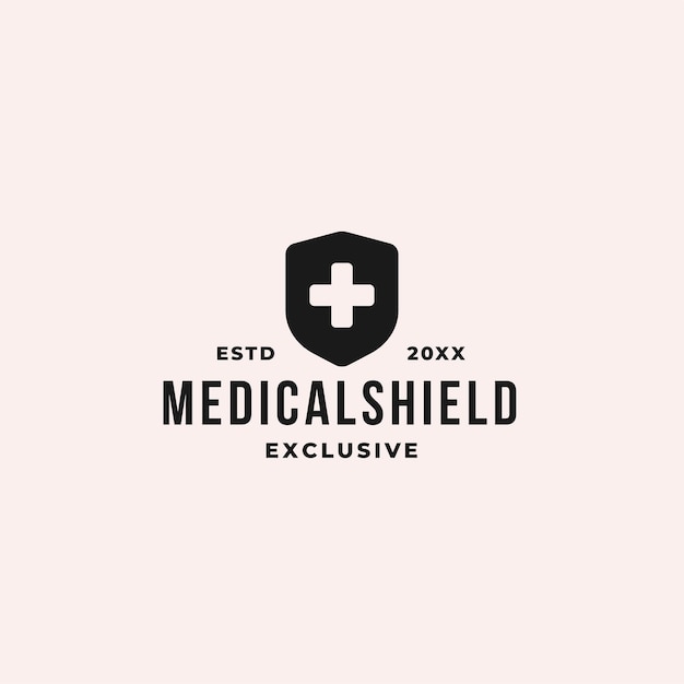 Plik wektorowy koncepcja logo tarczy medycznej z symbolem plusa i tarczy