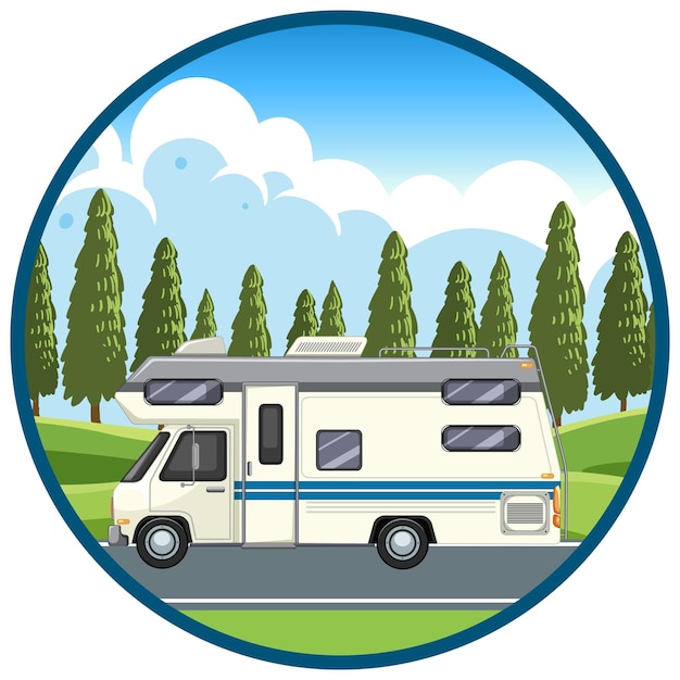 Plik wektorowy koncepcja logo wakacji letnich podróży z kamperem