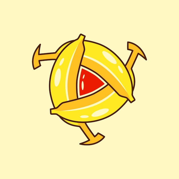 Koncepcja Logo Wideo Banana. Zarys, Kreatywny, Rysunkowy, Niepowtarzalny, świeży I Prosty Styl
