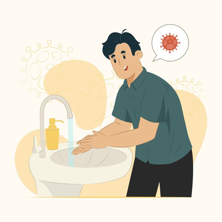 Koncepcja mycia rąk zapobiega ilustracji nawrotu epidemii