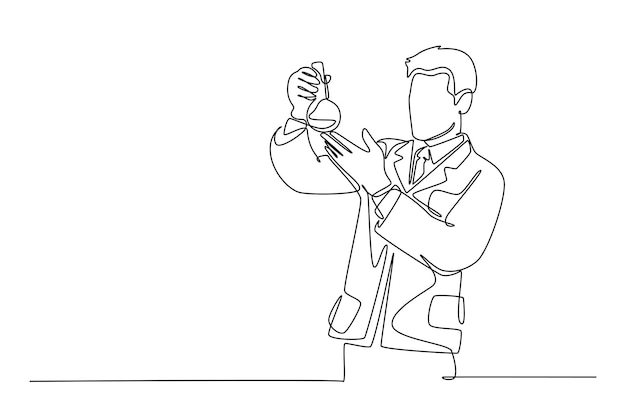 Koncepcja naukowca Projekt rysunku pojedynczej linii ilustracja graficzna wektorowa