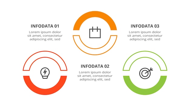 Koncepcja Okręgu Dla Infografiki Z 3 Krokami Opcji Części Lub Procesów Wizualizacja Danych Biznesowych