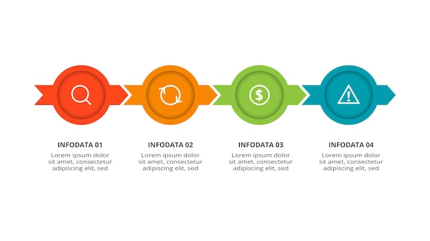 Koncepcja Okręgu Dla Infografiki Z 4 Krokami Opcji Części Lub Procesów Wizualizacja Danych Biznesowych