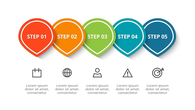 Koncepcja Okręgu Dla Infografiki Z 5 Krokami Opcji Części Lub Procesów Wizualizacja Danych Biznesowych