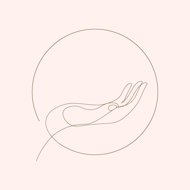Plik wektorowy koncepcja opieki nad ręką w okrągłym kształcie ilustracji cienkiej linii