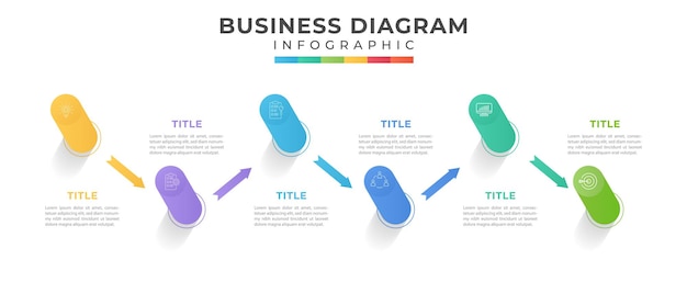 Plik wektorowy koncepcja osi czasu z 6 krokami prezentacji szablonu wektorowego infografiki dla biznesu