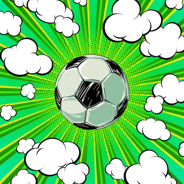 Plik wektorowy koncepcja piłki nożnej w stylu pop-art do druku i dekoracji ilustracji wektorowych