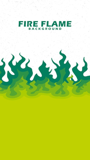 Plik wektorowy koncepcja płomienia ognia płonący tło płaski projekt w kolorze zielonym dla tapety
