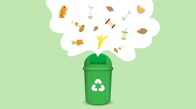 Koncepcja Procesu Recyklingu Odpadów Dla Ilustracji Wektorowych Organicznych Kompostu.
