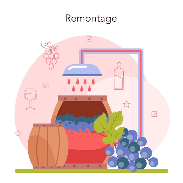 Plik wektorowy koncepcja produkcji wina wino gronowe w butelce lub szklanym napoju alkoholowym
