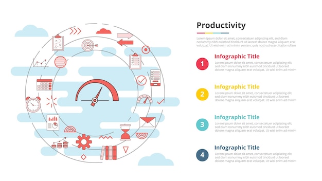 Koncepcja Produktywności Dla Banera Szablonu Infografiki Z Informacjami O Liście Czterech Punktów