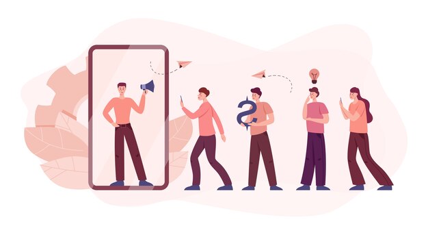 Koncepcja programu poleceń. Ludzie zarabiający i pracujący w marketingu polecającym. Partnerstwo biznesowe, strategia programu poleceń i koncepcja rozwoju. Ilustracji wektorowych