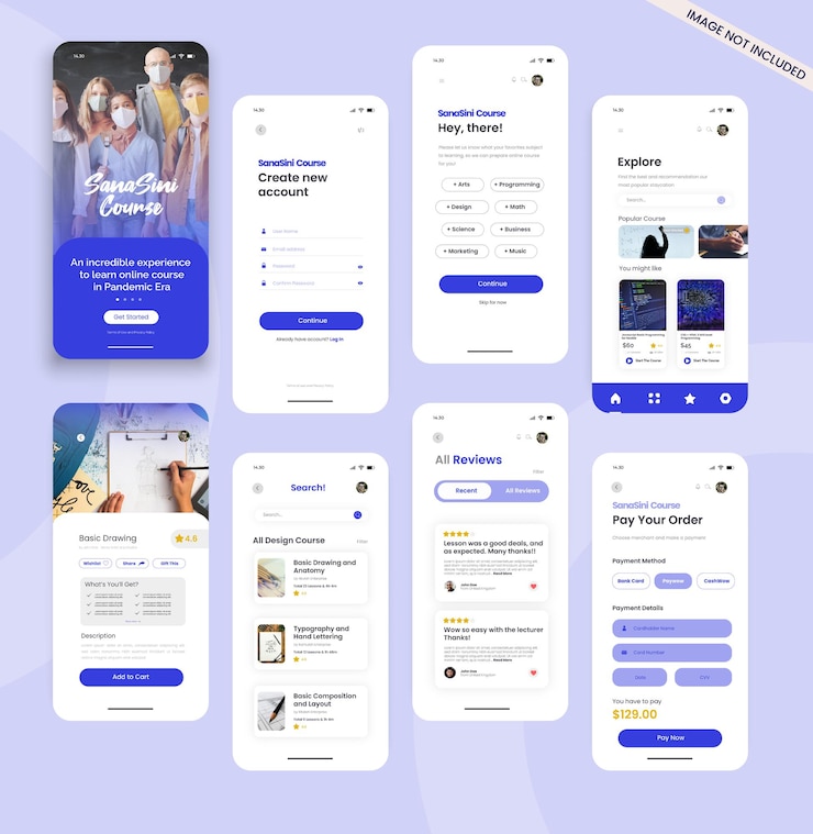 Wektor koncepcja projektowania aplikacji mobilnej w ramach kursów online