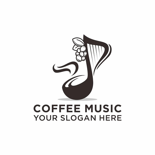 Plik wektorowy koncepcja projektowania logo kawy i muzyki