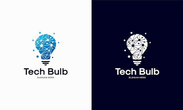 Koncepcja Projektowania Logo Modern Tech Bulb, Szablon Logo Pixel Technology Bulb Idea