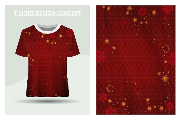 Plik wektorowy koncepcja projektu czerwonej koszuli z chińskim tradycyjnym stylem