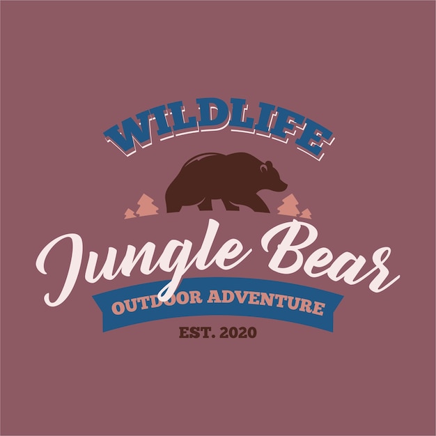 Plik wektorowy koncepcja projektu logo retro niedźwiedź