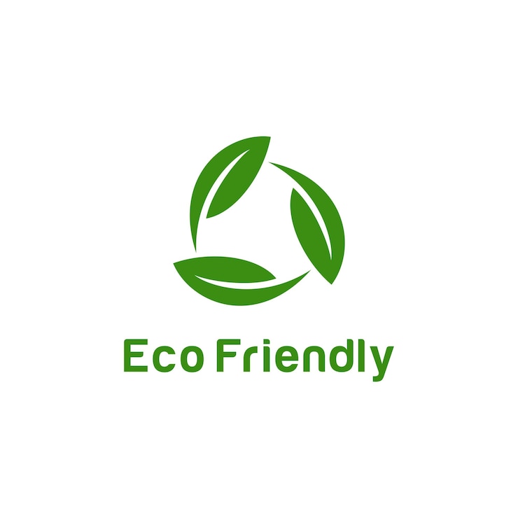 Wektor koncepcja projektu logo związana z recyklingiem zielonych liści z tekstem eco friendly
