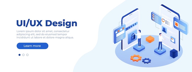Koncepcja projektu UIUX Transparent wektor izometryczny ilustracja koncepcja interfejsu użytkownika dla Twojej witryny