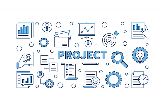 Koncepcja projektu wektor biznes ilustracja poziomy lub baner na białym tle