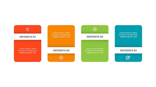 Koncepcja Prostokąta Dla Infografiki Z 4 Krokami Opcji Części Lub Procesów Wizualizacja Danych Biznesowych