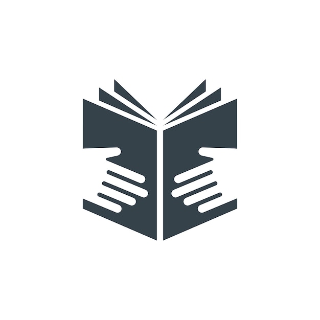 Koncepcja rąk książki projekt szablonu logotypu kształt ikony logo biznesu ręce książki prosta ilustracja logo
