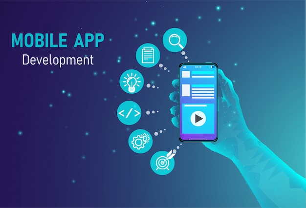 Plik wektorowy koncepcja rozwoju aplikacji mobilnej