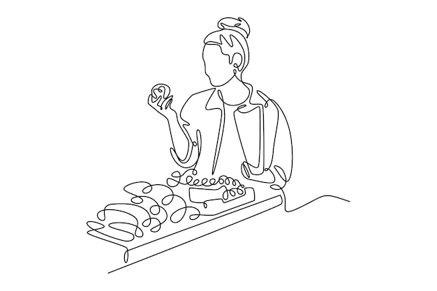 Koncepcja rynku rolniczego Wektorowa ilustracja graficzna z pojedynczym rysunkiem liniowym