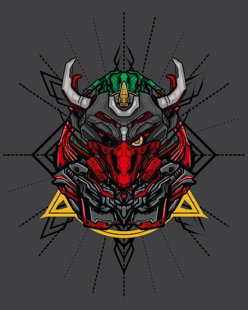 Koncepcja Skull Mecha na koszulkę i ilustrację NFT