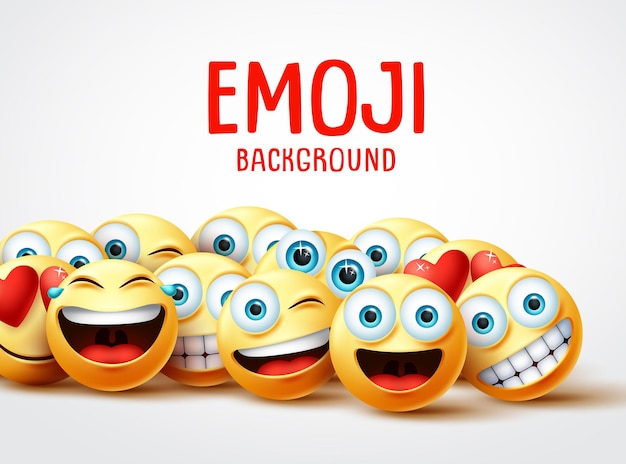 Plik wektorowy koncepcja śmieszne tło wektor emoji. tekst tła emoji z grupą zabawnych