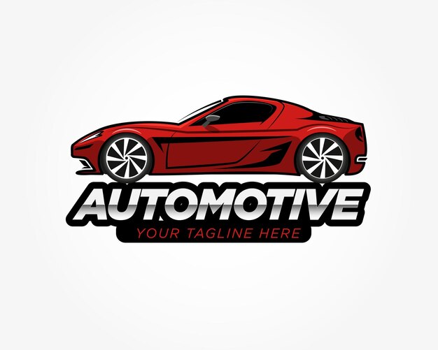 Koncepcja Sport Car Logo Ilustracja W Czerni I Czerwieni Z Białym Tłem