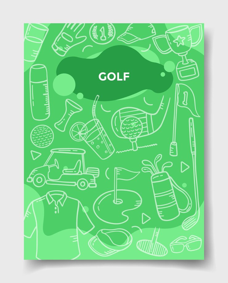 Wektor koncepcja sportów golfowych ze stylem doodle dla szablonu banerów ulotek i czasopism