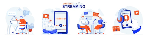 Koncepcja Streamingu Podcastów Umożliwia Transmisję Na żywo Wywiadów, Rozmów Lub Wykładów